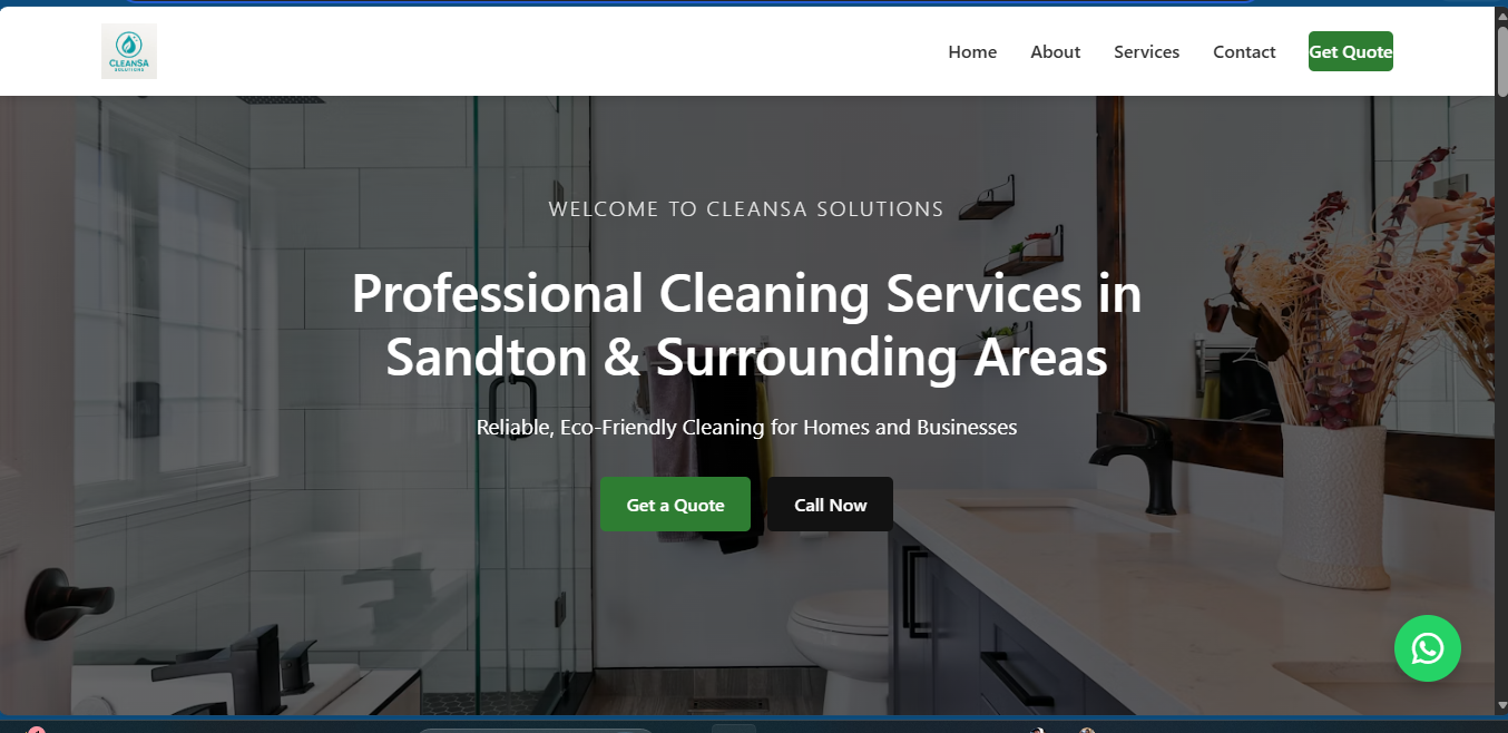 Cleanisa Solutions cleaning services website by SMK Web Design — designed by Stopher Malik, South Africa
