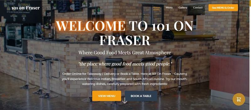 101 On Fraser — Restaurant booking and menu website, Johannesburg