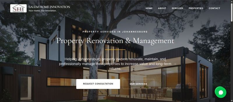 Salem Home Innovation — Property renovation and management website, Johannesburg