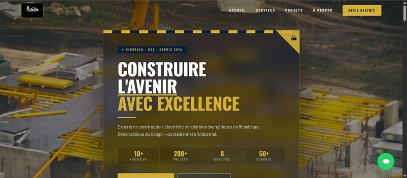 UZAPA Construction — Professional construction company website, DRC